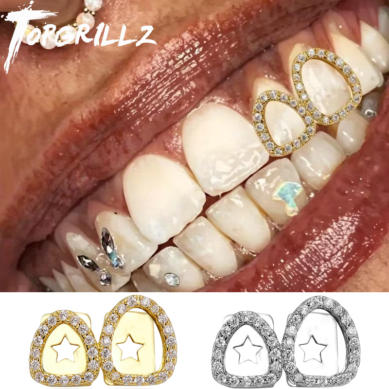 Body Jewelry Men - TOPGRILLZ Złoczone, podwójnie wydrążone, błyszczące grillz