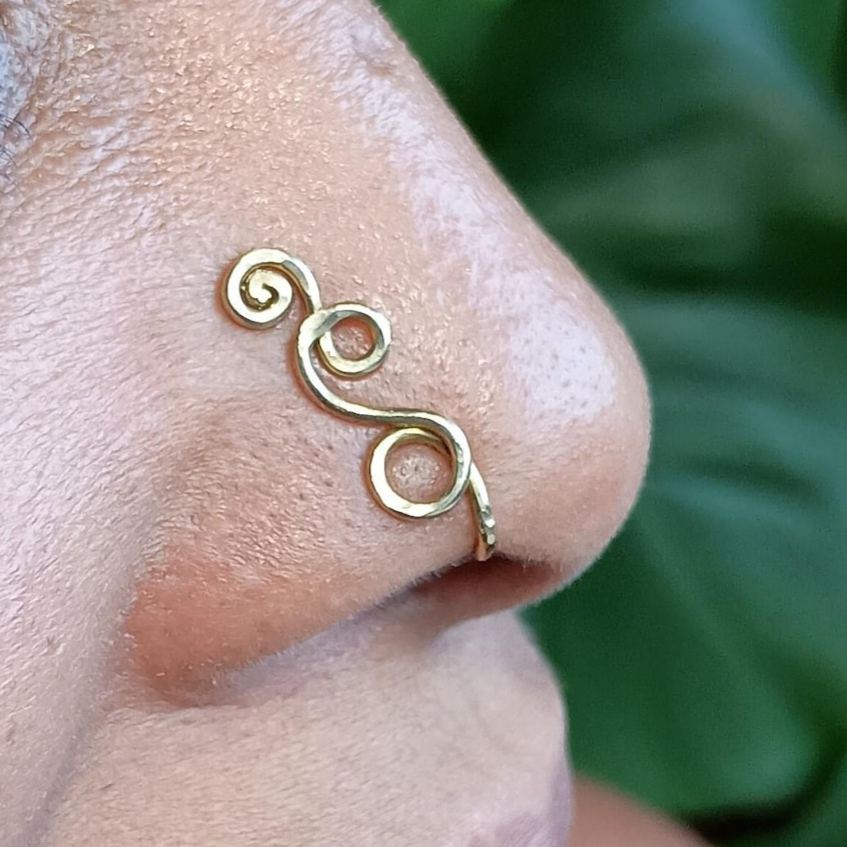 Body Jewelry Septum - Sztuczny kolczyk do nosa, pozłacany 14-karatowym