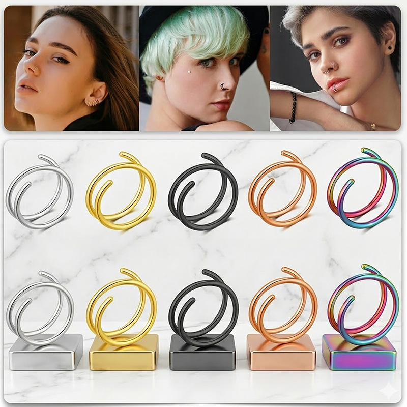 Body Jewelry Septum - 1 szt. Pierścień do nosa ze