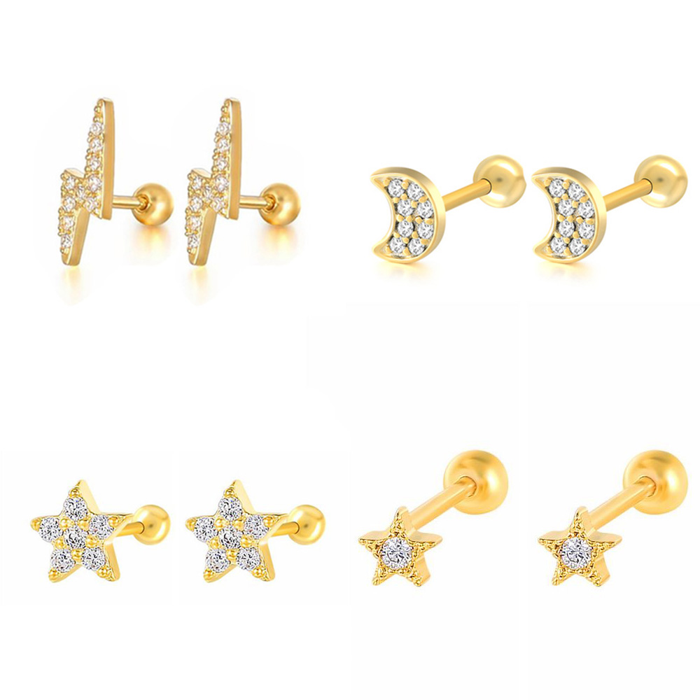 Body Jewelry Labret - Gwiazda księżyc kolczyk do małżowiny ucha