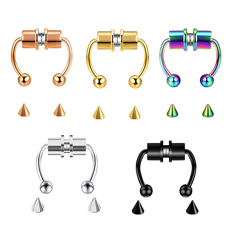 Body Jewelry Septum - Damski klips na nos imitujący piercing,