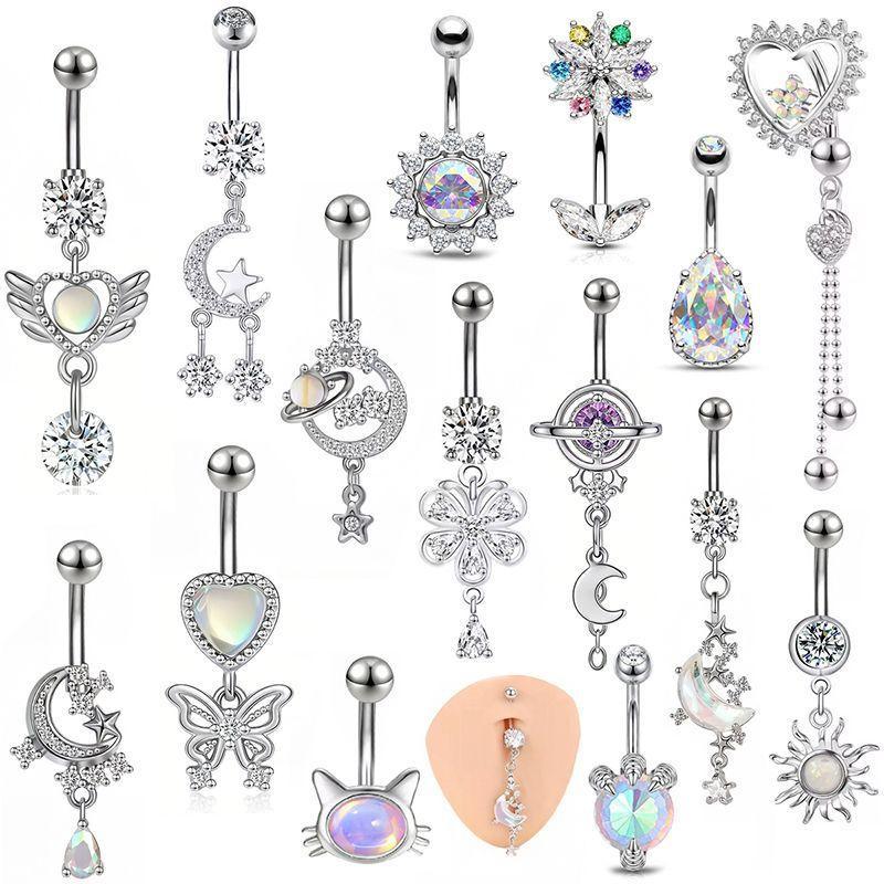 Body Jewelry Belly Button Rings - Kolorowe kolczyki do pępka Y2K ze