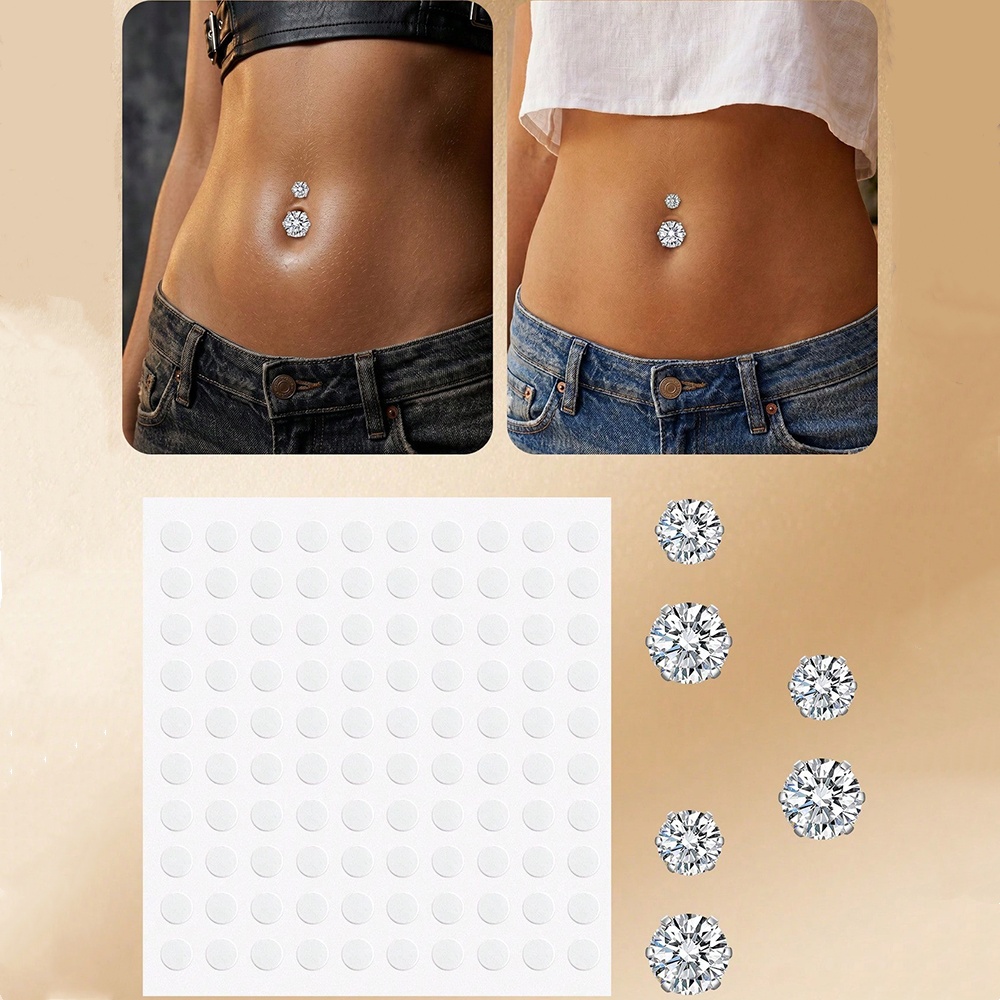 Body Jewelry Belly Button Rings - Sztuczny kolczyk do pępka z cyrkonią,