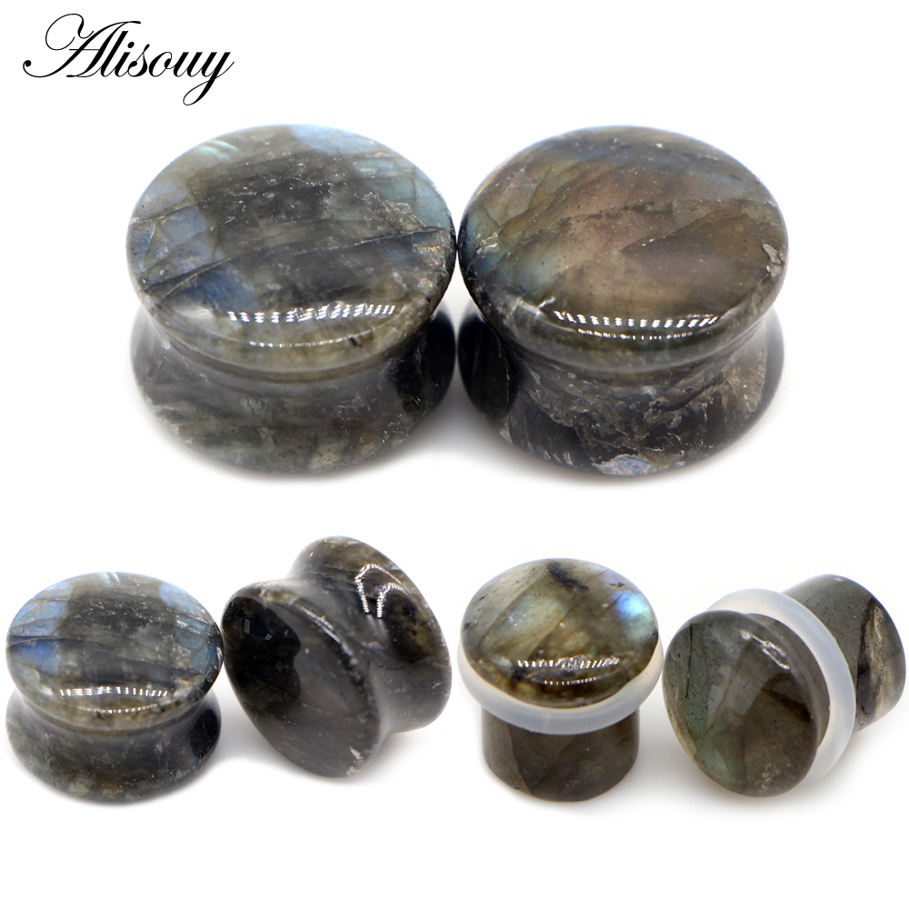 Body Jewelry Gauges - Alisouy 2szt Labradoryt Glow Stone Double
