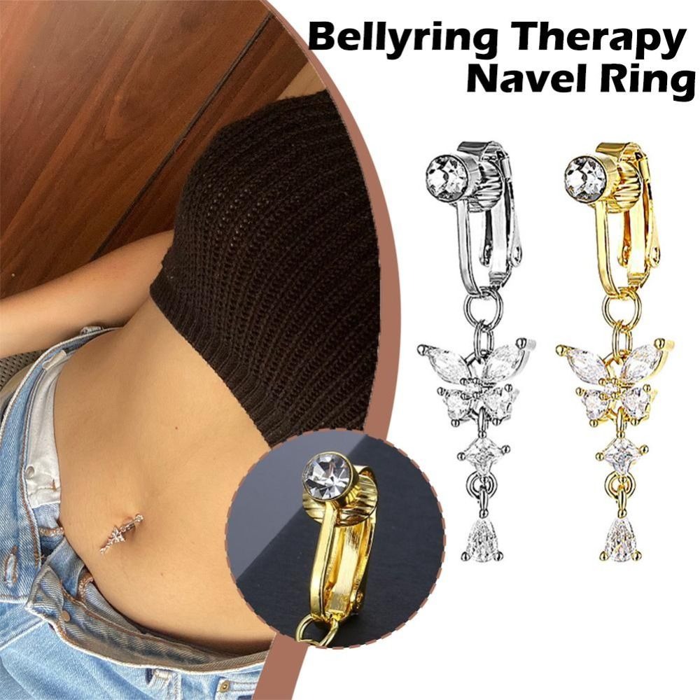 Body Jewelry Belly Button Rings - Klips na pępek z motywem motyla,