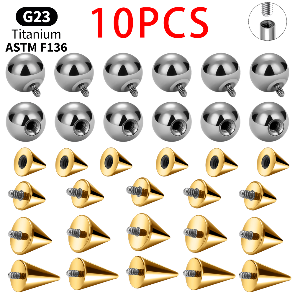 Body Jewelry Industrial - Tytanowe Stożki do Kolczyków 10 sztuk