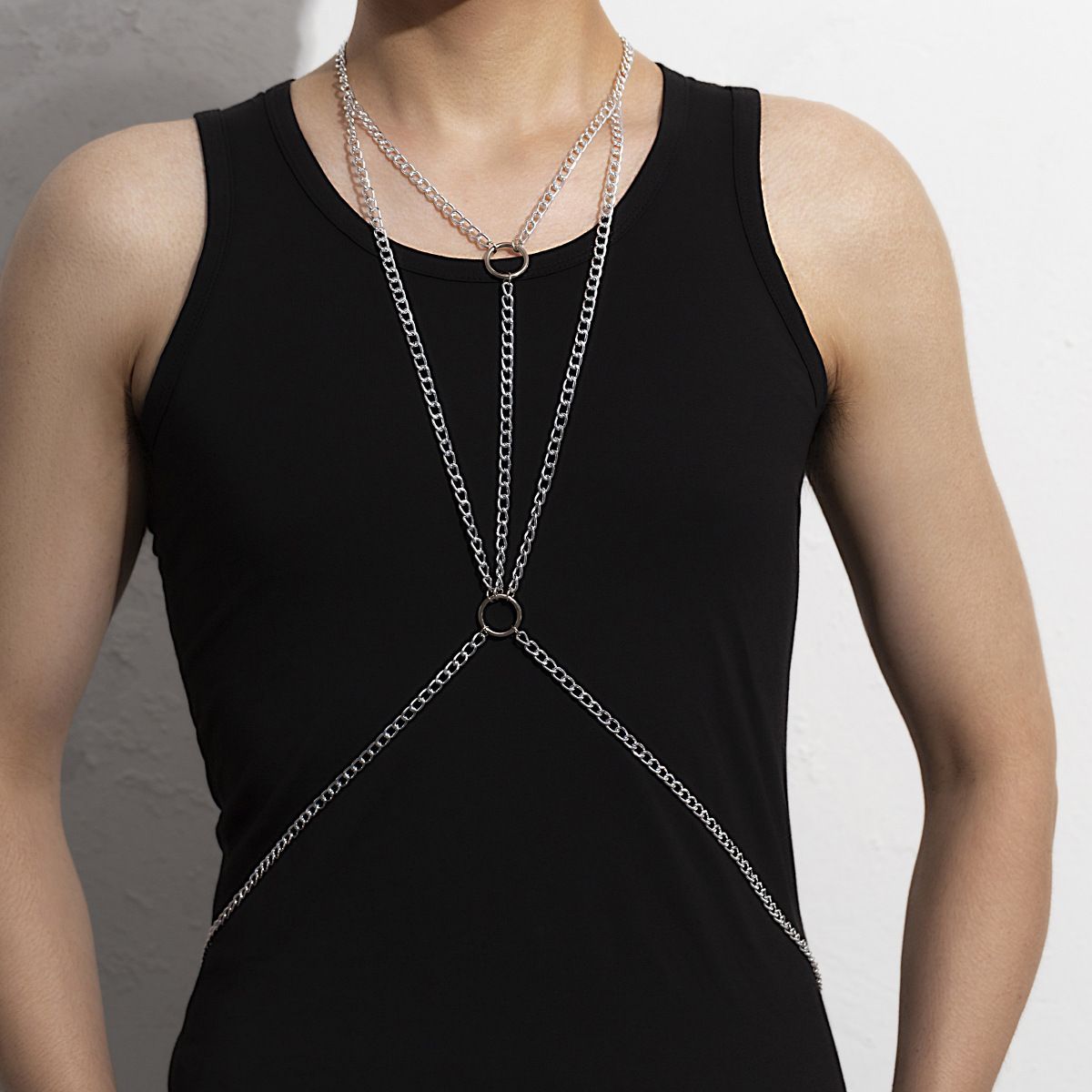 Body Jewelry Men - Przezroczysta bielizna, biżuteria na brzuch, łańcuszek,
