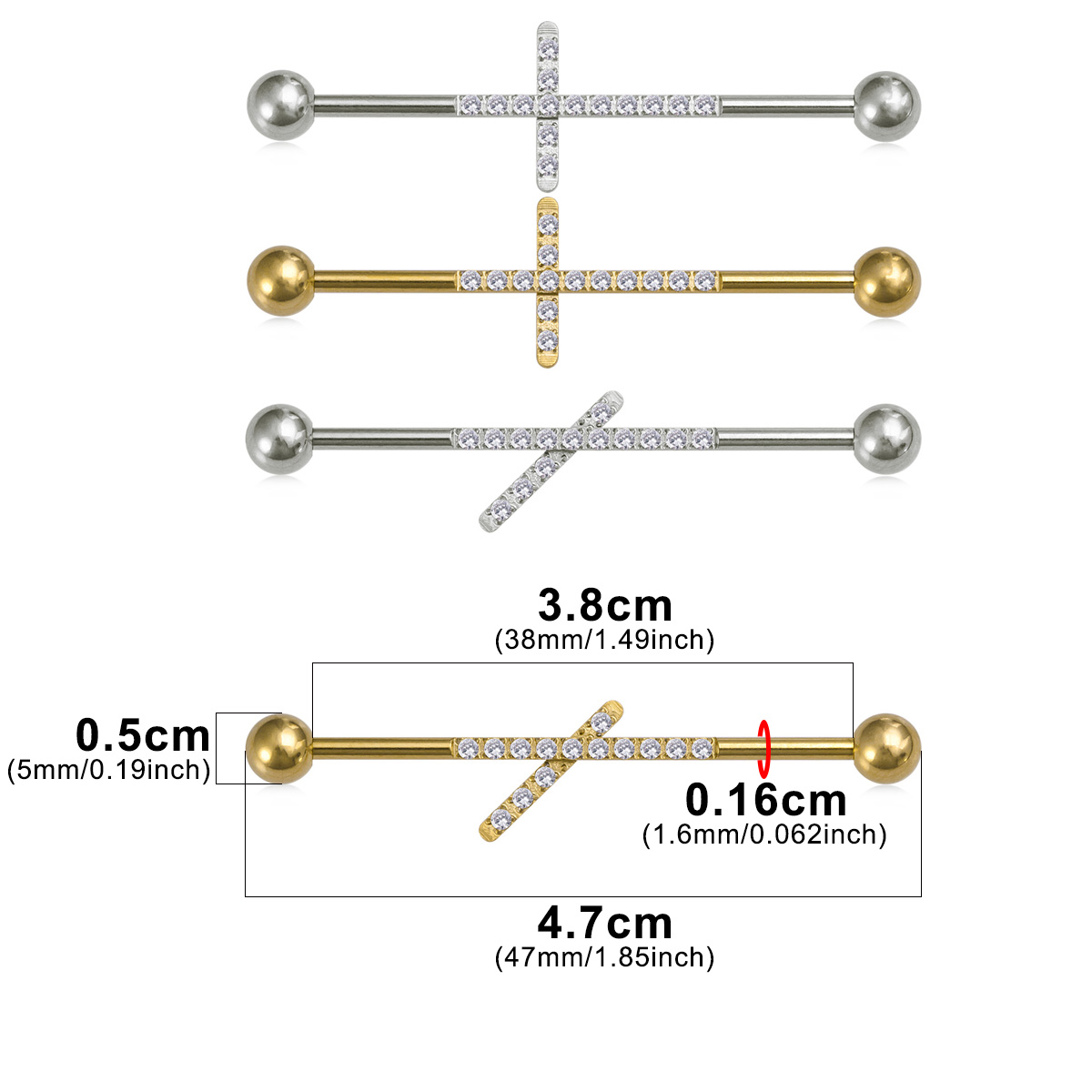 1 szt. Cyrkoniowy przekładka d – Body Jewelry Industrial recenzja i cena