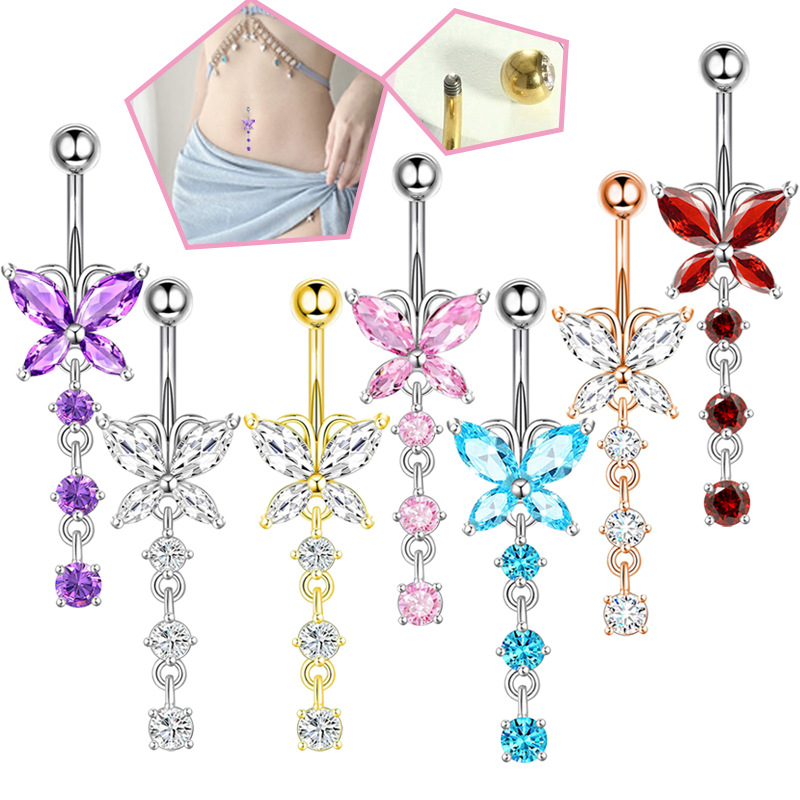 Złoty kolczyk do pępka 14GA w  – Body Jewelry Belly Button Rings recenzja i cena
