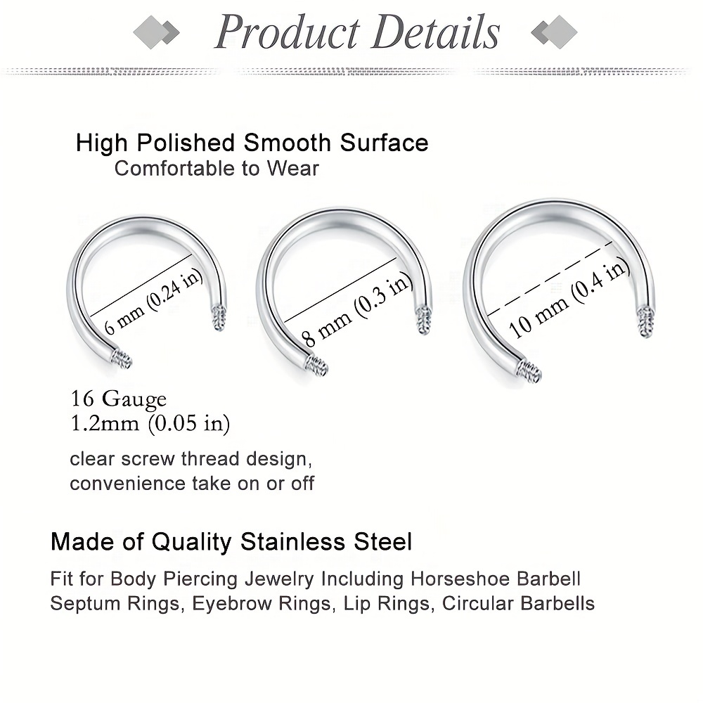 6/8/10/12/52szt 16G pręty ze s – Body Jewelry Industrial recenzja i cena