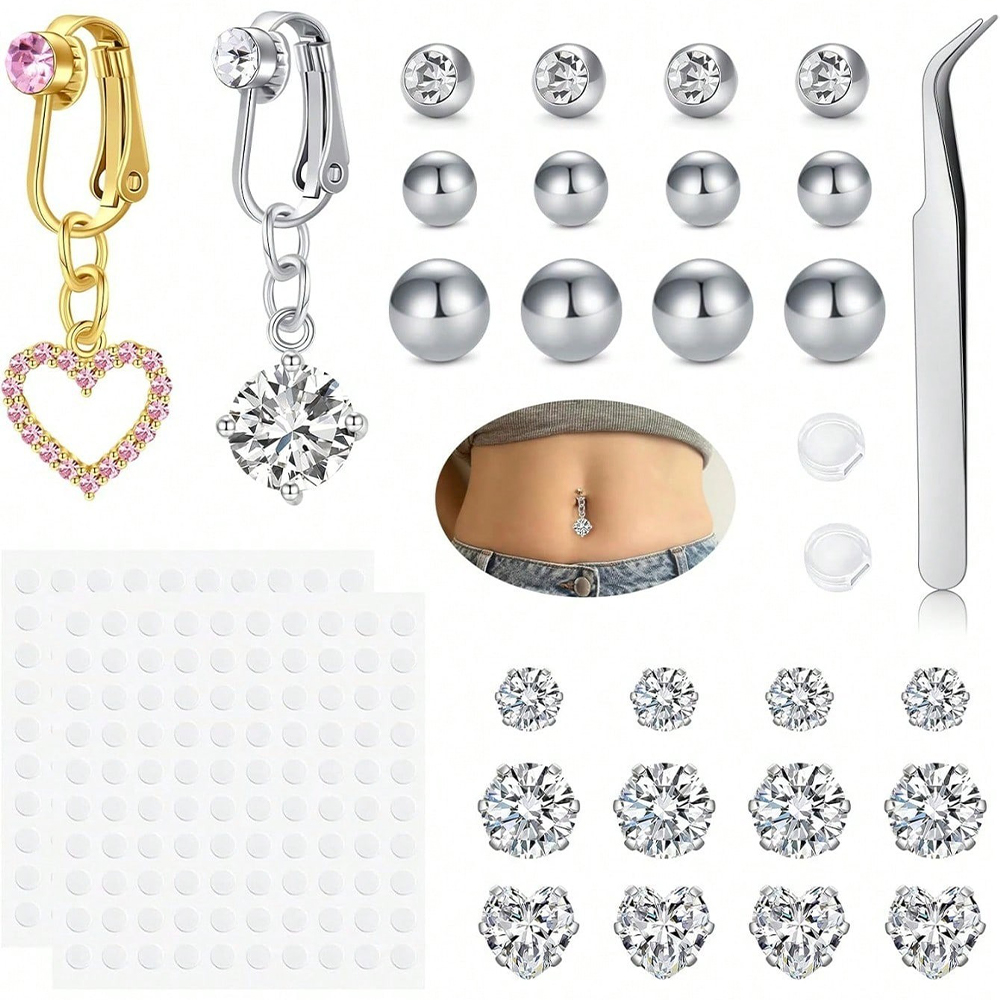 Złoty sztuczny piercing brzuch – Body Jewelry Belly Button Rings recenzja i cena