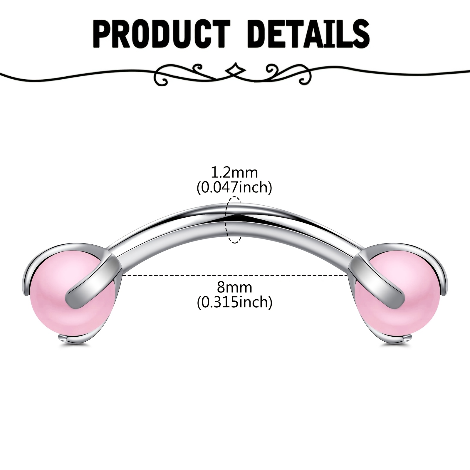 Zakrzywiony sztanga z imitacją – Body Jewelry Measurements recenzja i cena